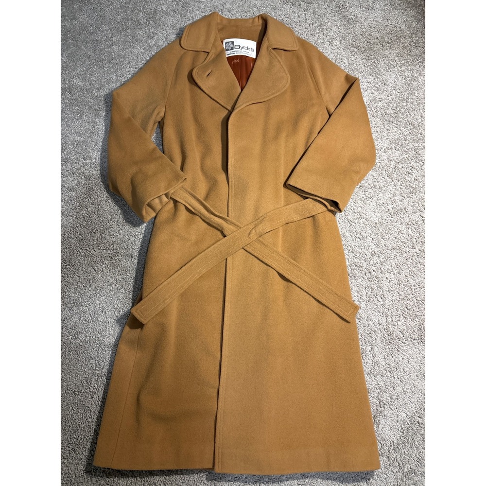 Vintage Bycks Denise Originals 100% Pure Cashmere Wrap Coat Camel Brown Belted